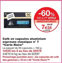 Monoprix Carte noire café en capsules aluminium espresso classique n° 7 offre