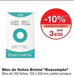 Monoprix Exacompta bloc de fiches bristol offre