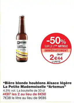 Monoprix Artemus bière blonde houblons alsace légère la petite mademoiselle offre