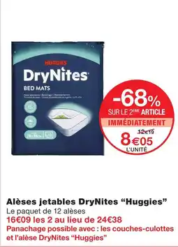 Monoprix Huggies alèses jetables drynites offre