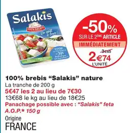 Monoprix Salakis 100% brebis nature offre