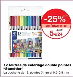 Monoprix Staedtler 12 feutres de coloriage double pointes offre
