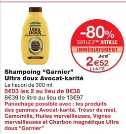 Monoprix Garnier shampoing ultra doux avocat-karité offre