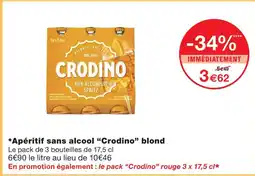 Monoprix Crodino apéritif sans alcool blond offre