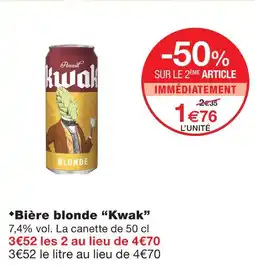 Monoprix Kwak bière blonde offre