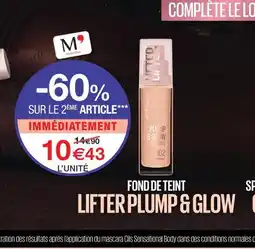 Monoprix Maybelline new york fond de teint lifter plump & glow offre