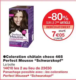 Monoprix Schwarzkopf coloration châtain choco 465 perfect mousse offre