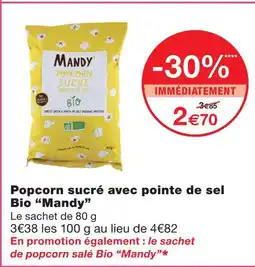 Monoprix Popcorn sucré avec pointe de sel bio offre