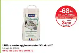 Monoprix Vitakraft litière verte agglomérante offre