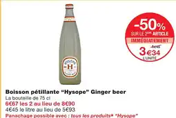 Monoprix Hysope boisson pétillante ginger beer offre
