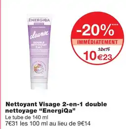 Monoprix Energiqa nettoyant visage 2-en-1 double nettoyage offre