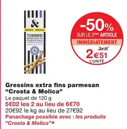 Monoprix Crosta & molica gressins extra fins parmesan offre