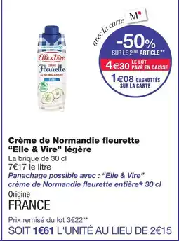 Monoprix Elle & vire crème de normandie fleurette légère offre