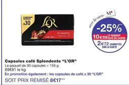 Monoprix L'or capsules café splendente offre