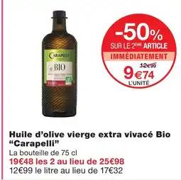 Monoprix Carapelli huile d'olive vierge extra vivacé bio offre