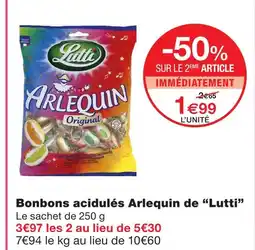 Monoprix Lutti bonbons acidulés arlequin offre