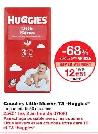 Monoprix Huggies couches little movers t3 offre
