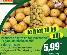 Norma Pommes de terre de consommation ”agata/marabel/artémis” selon arrivage offre
