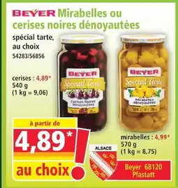 Norma Beyer mirabelles ou cerises noires dénoyautées offre