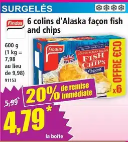 Norma Findus 6 colins d’alaska façon fish and chips offre