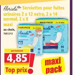 Norma Floriola serviettes pour fuites urinaires 2 x 12 extra, 2 x 14 normal, 2 x 8 maxi offre