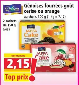 Norma Delicia génoises fourrées goût cerise ou orange offre