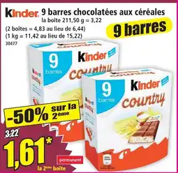 Norma Kinder 9 barres chocolatées aux céréales offre