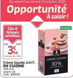 Promocash Crème liquide u.h.t. en cuisine offre