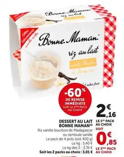Bi1 Bonne maman - dessert au lait le 1l offre
