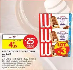 Intermarché Contact Lu - petit écolier tendre cœur au lait offre