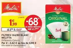 Intermarché Contact Melitta - filtres 1x4/80 blanc offre