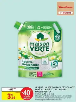 Intermarché Contact Maison verte - lessive liquide doypack detachante fraicheur d'ete x33 lavages offre
