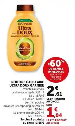 Bi1 Garnier - routine capillaire ultra doux offre