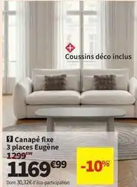 Conforama Eugène color - canapé fixe 3 places offre