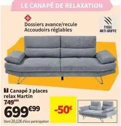 Conforama Canapé 3 places relax martin offre