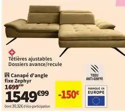 Conforama Canapé d'angle fixe zephyr offre