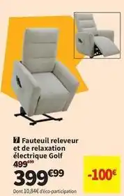 Conforama Fauteuil releveur et de relaxation électrique golf offre