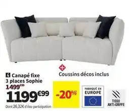 Conforama Canapé fixe 3 places sophie offre