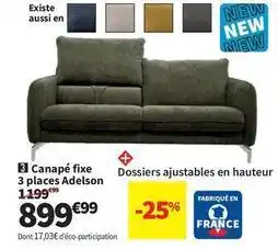 Conforama Canapé fixe 3 places adelson offre