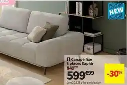 Conforama Canapé fixe 3 places saphir offre