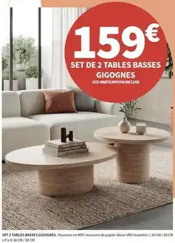 Conforama Set de 2 tables basses gigognes offre