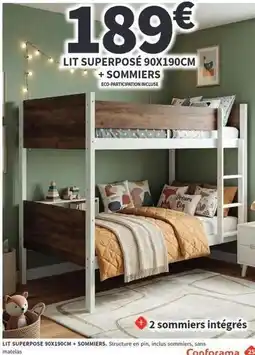 Conforama Lit superpose 90x190cm + sommiers offre