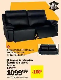 Conforama Canapé de relaxation électrique 3 places serena offre