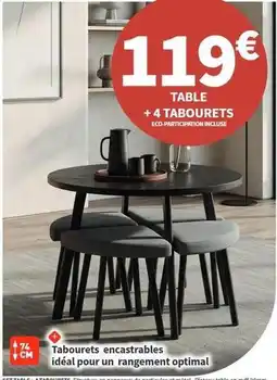 Conforama Table +4 tabourets eco-participation incluse offre