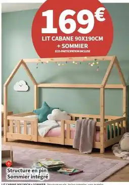 Conforama Lit cabane 90x190cm + sommier offre