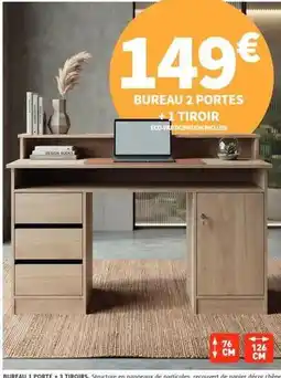 Conforama Chêne - bureau 2 portes +1 tiroir offre