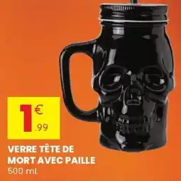 Stokomani VERRE TÊTE DE MORT AVEC PAILLE offre
