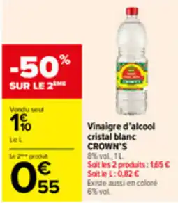 Carrefour Market CROWN'S Vinaigre d'alcool cristal blanc offre