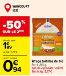Carrefour Market Dessaint Wraps tortillas de blé offre