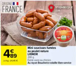 Carrefour Market LIONOR Mini saucisses fumées au poulet nature offre
